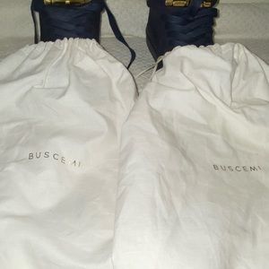 Buscemi Blue Leather Size 8.5 Men Designer Dress Shoes